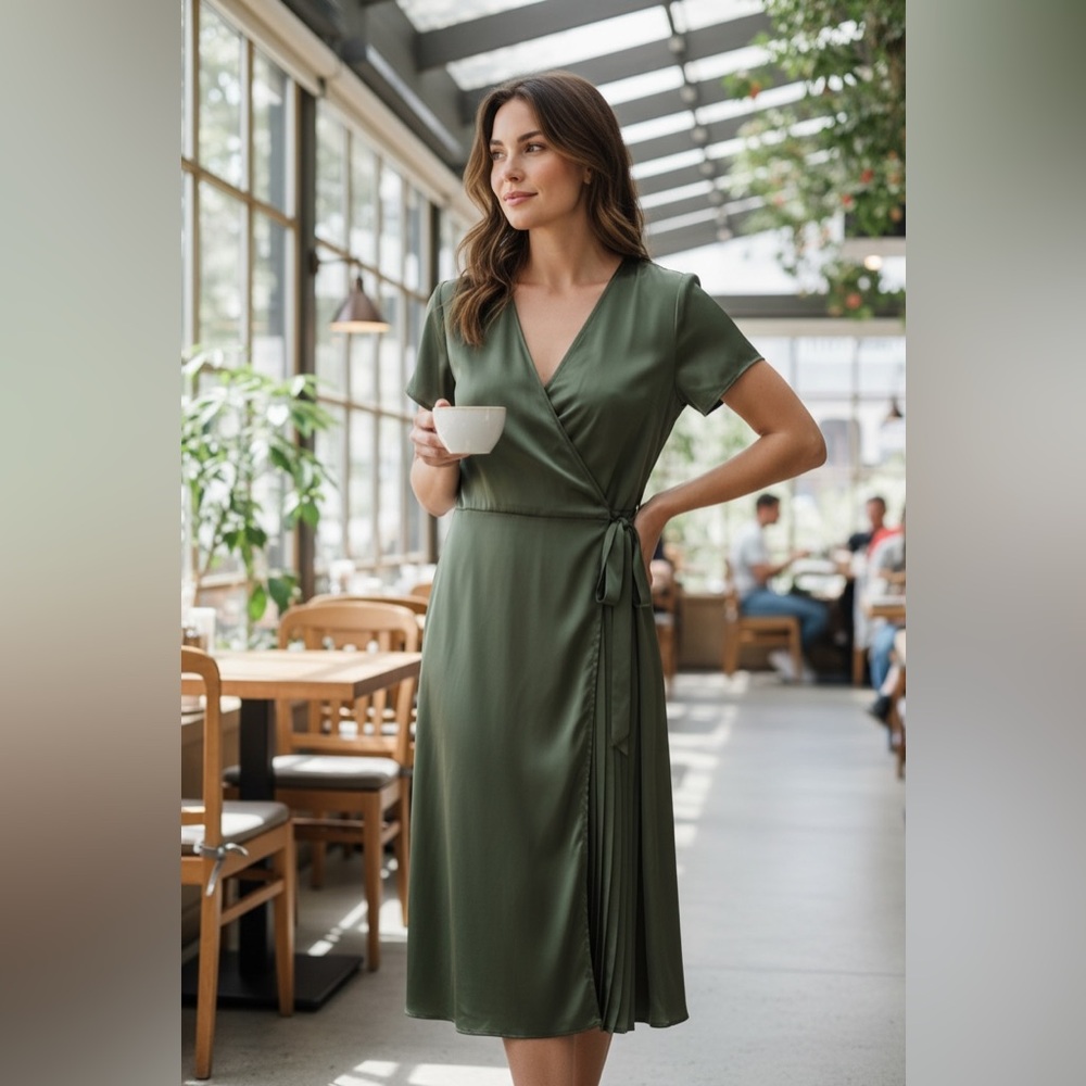 Banana Republic Olive Midi Wrap Dress